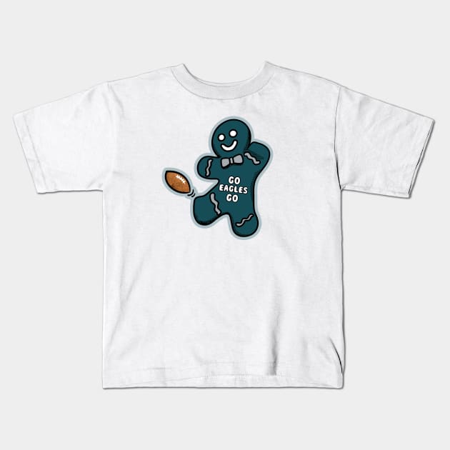 Philadelphia Eagles Gingerbread Man Kids T-Shirt by Rad Love